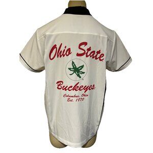 NEW OSU Ohio State Buckeyes Colosseum White Button Up Bowling Shirt Men's L
